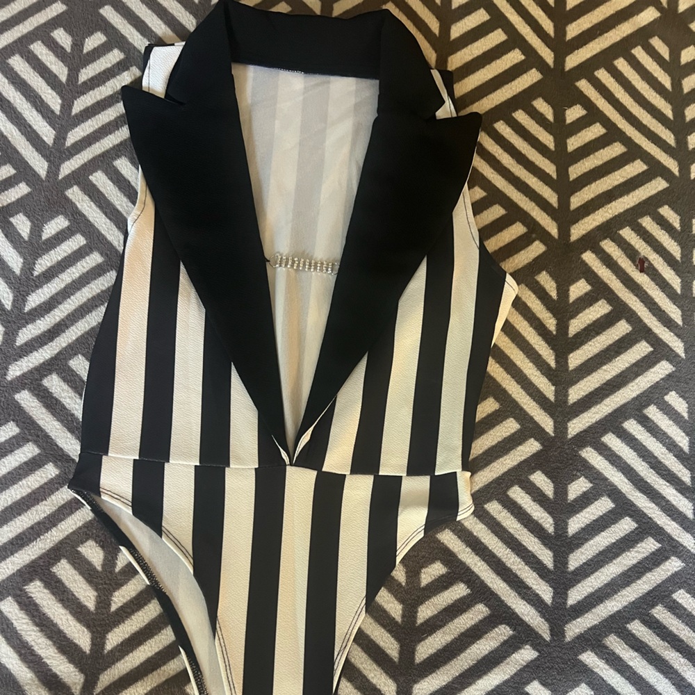Black and White Striped Bodysuit